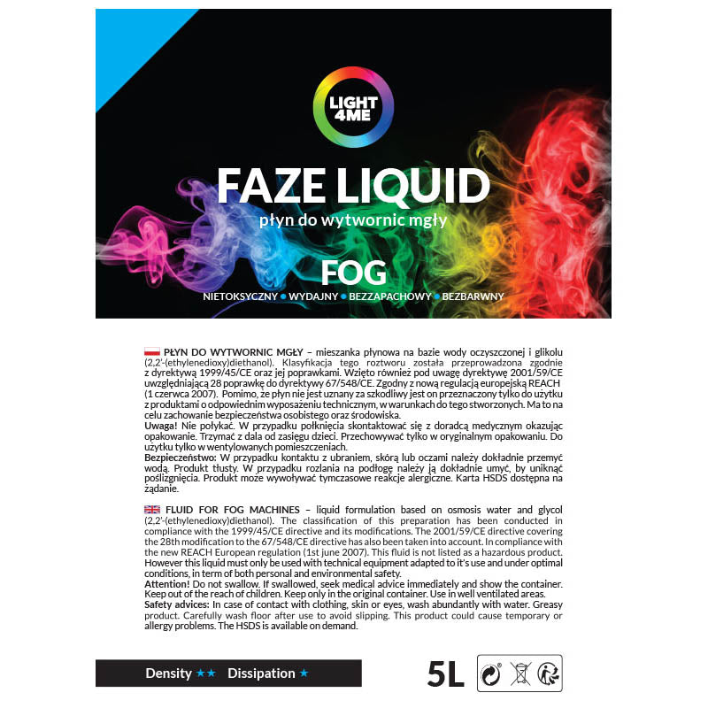 LIGHT4ME FAZE LIQUID 5L væske til hazer og røgmaskine (Light)