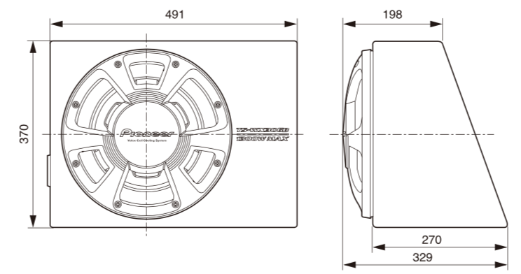 Pioneer TS-WX300A Aktiv Subwoofer m. Indbygget D-klasse Forstærker