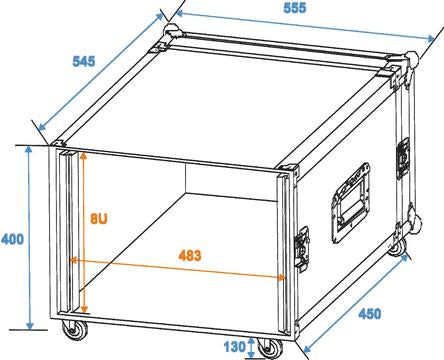 Forstærker Rack 8 Unit m. Hjul (45cm)