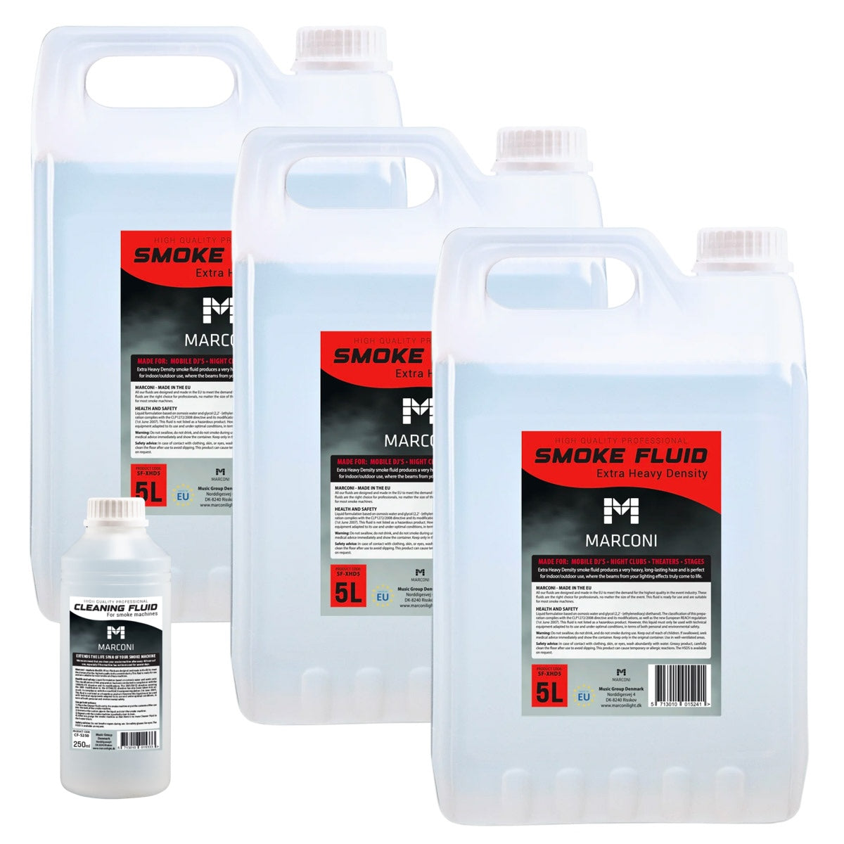 3 x 5L Røgvæske (Extra Heavy Density) + 250ml Rensevæske