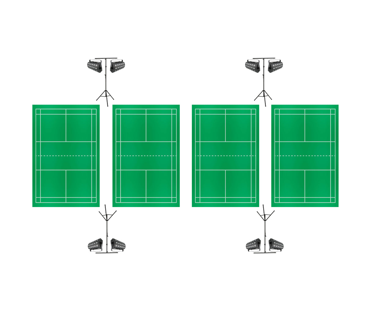 Natminton komplet pakke for 4 baner