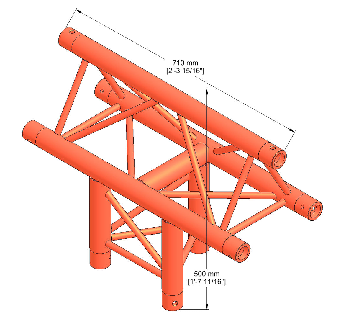 Milos STB trio 3-vejs vertikal T-stykke hjørne, apex up