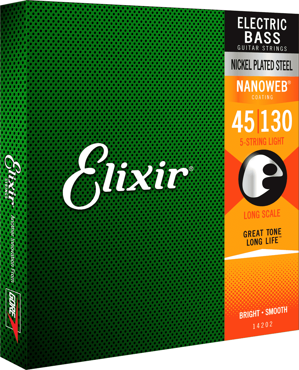 Elixir Nanoweb Nickel Basstrenge (Light, 5c, 45-130)