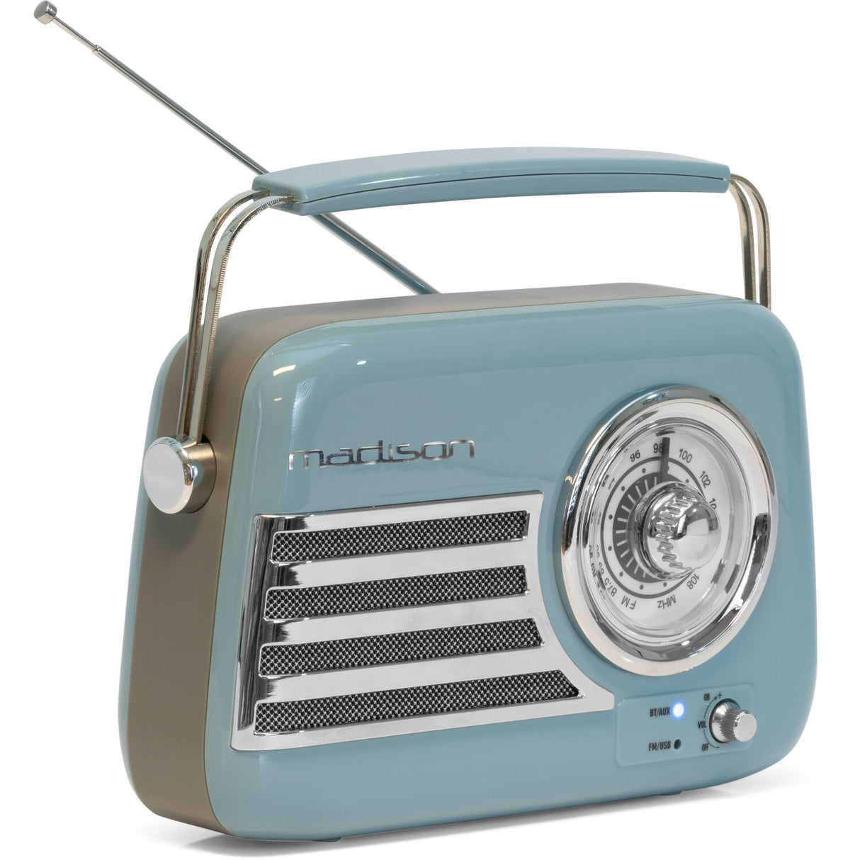 OUTLET - Madison Retro Radio m. Bluetooth og FM (Blå)