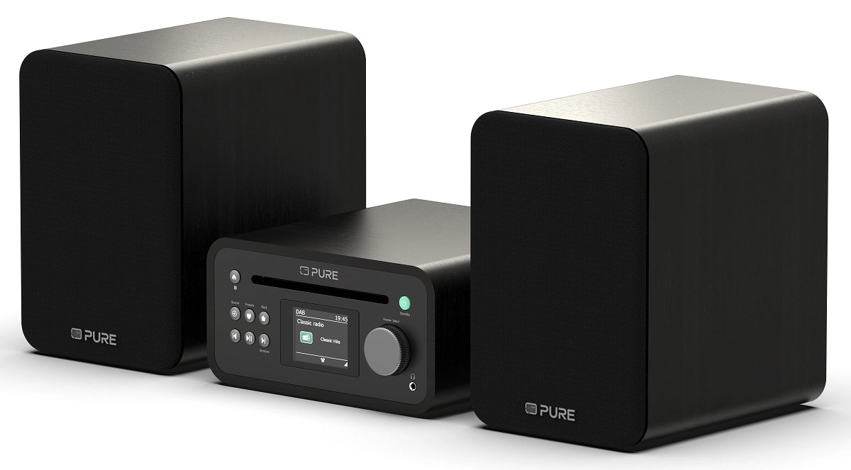 Pure Classic Stereo Mini Hi-Fi System – DAB+, CD, Bluetooth, 40W, Sort