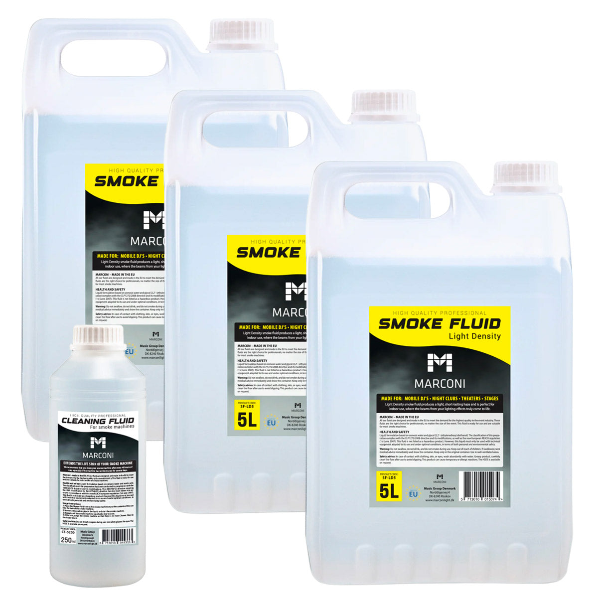 3 x 5L Røgvæske (Light Density) + 250ml Rensevæske