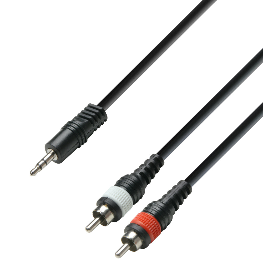 Adapter Kabel 3,5mm Jack Stereo til 2 x RCA Phono (3 mtr)