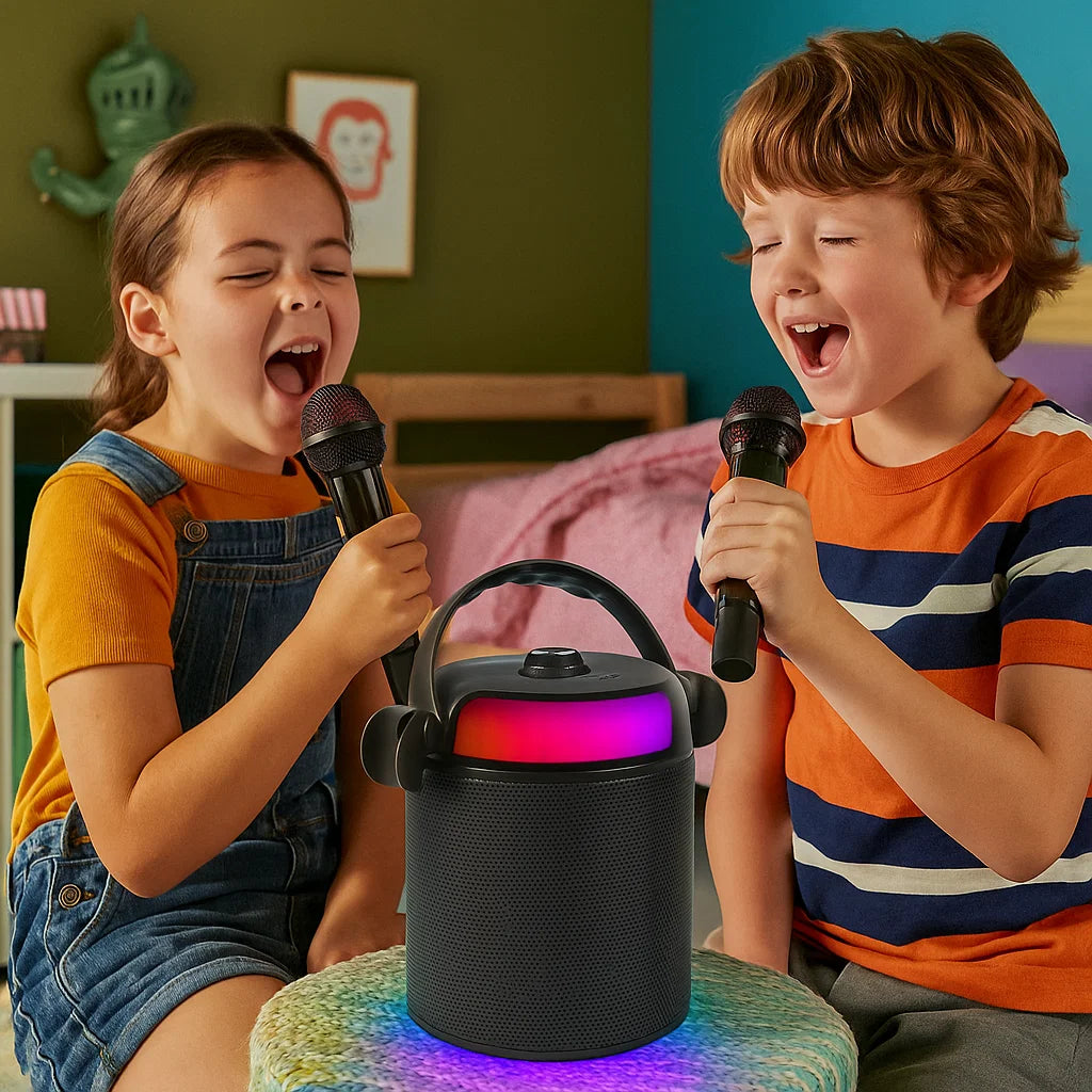 PartyZone Karaoke Sæt m. 2 Mikrofoner (Sort)