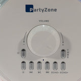 PartyZone Karaoke Sæt m. 2 Mikrofoner (Hvid) & LED PAR-ASTRO 2-i-1 Diskolys