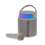 PartyZone Karaoke Sæt m. 2 Mikrofoner (Hvid) & LED PAR-ASTRO 2-i-1 Diskolys