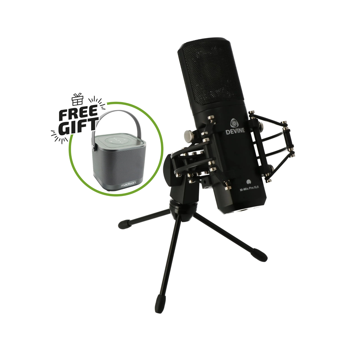 Devine M-Mic PRO XLR Kondensatormikrofon (Sort) + Free Gift
