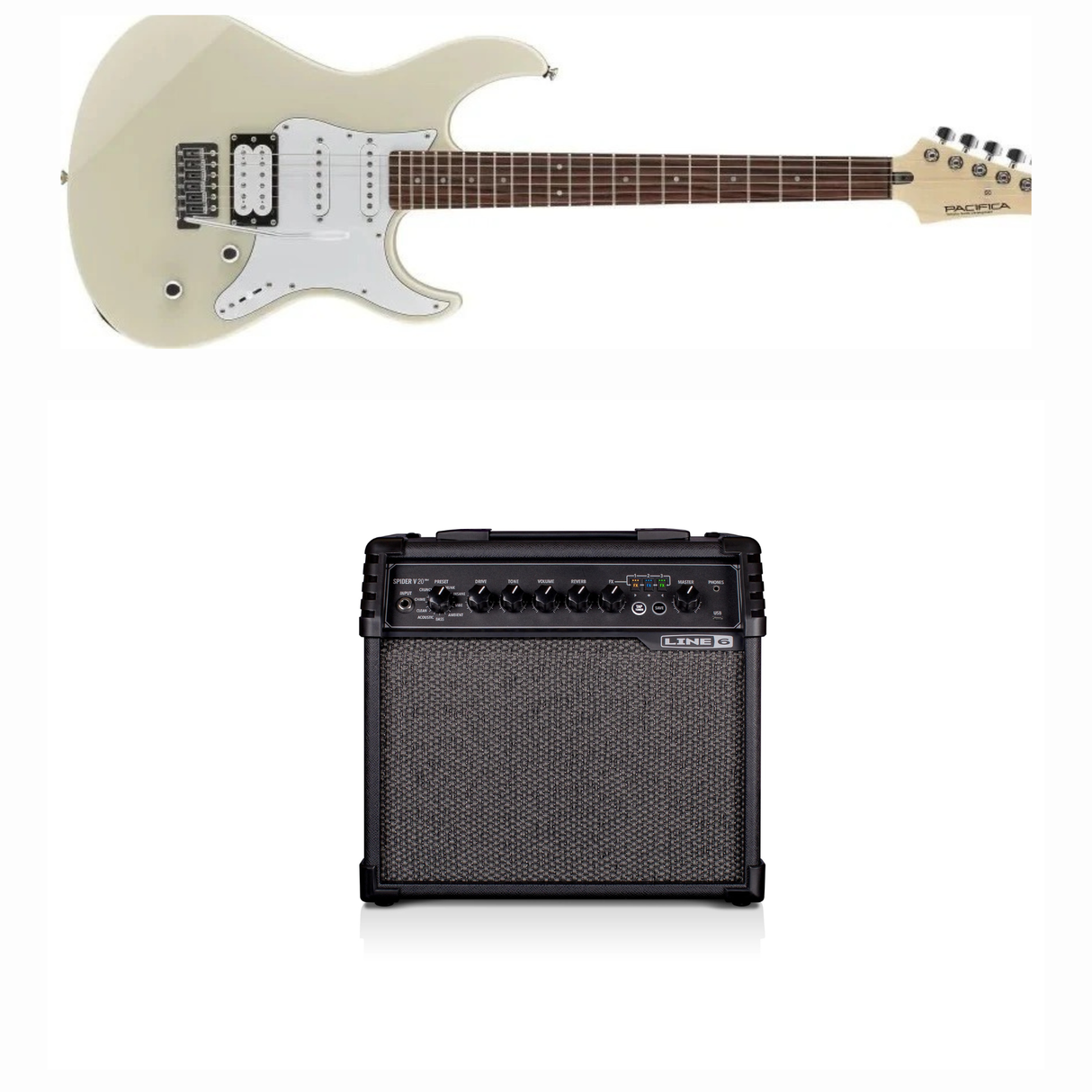 Yamaha Pacifica El-guitar GPA112V (Vintage White) Bundle